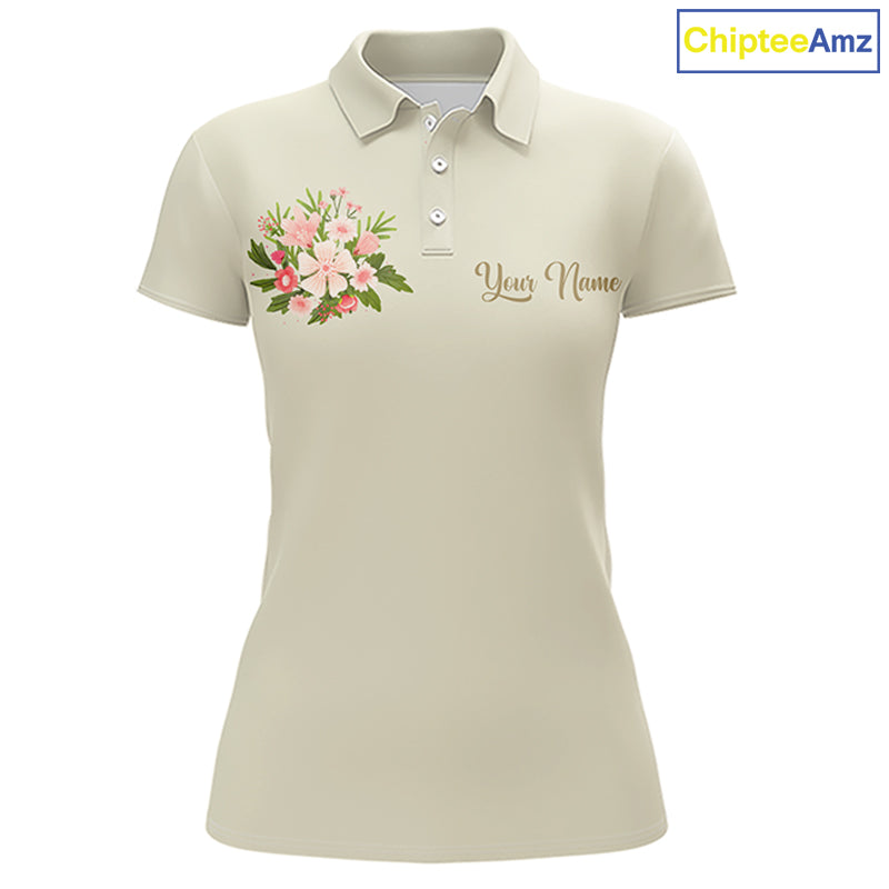 Beige Golf Mama Womens Polo Shirt, Funny Golf Mom Shirt, Mothers Day Gift For Golf Lover Mom, Ladies Golf Polo NHT752