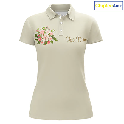 Beige Golf Mama Womens Polo Shirt, Funny Golf Mom Shirt, Mothers Day Gift For Golf Lover Mom, Ladies Golf Polo NHT752