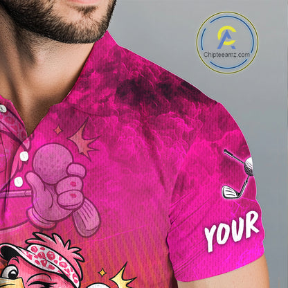 Personalized Flamingo Mens Golf Polo Shirt Custom Name And Team Hot Pink Funny Tropical Golf Outfit NHT1237