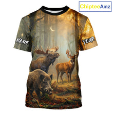 Load image into Gallery viewer, Custom Deer Moose Boar Hunting Personalized Name Hunter Gift  3D Forest Animal Shirt NHT1241