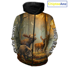 Load image into Gallery viewer, Custom Deer Moose Boar Hunting Personalized Name Hunter Gift  3D Forest Animal Shirt NHT1241