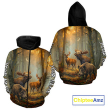 Load image into Gallery viewer, Custom Deer Moose Boar Hunting Personalized Name Hunter Gift  3D Forest Animal Shirt NHT1241