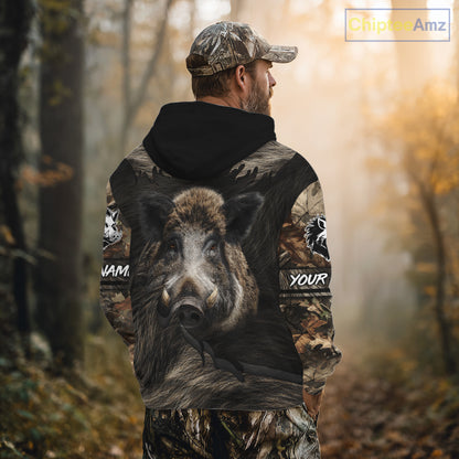 Personalized Wild Boar Hunting Camo Full Printing Shirts Boar Hunting Gifts Gift for Hunters NHT135