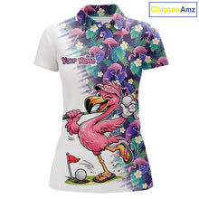 Load image into Gallery viewer, Funny Pink Flamingo Tropical Pattern Golf Polo Shirt Custom Golf Shirts For Womens NHT547