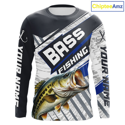 Personalized Bass Fishing Jerseys For Fishing Team, Largemouth Bass Fishing Shirts Long Sleeve NHT918