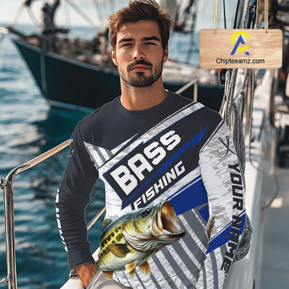 Personalized Bass Fishing Jerseys For Fishing Team, Largemouth Bass Fishing Shirts Long Sleeve NHT918