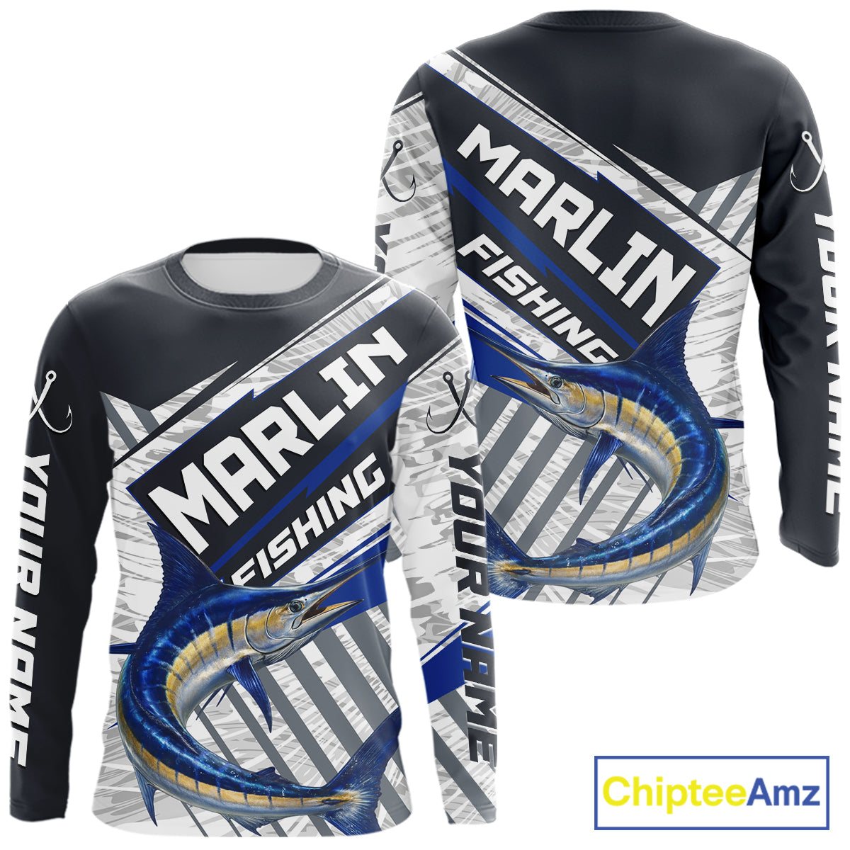 Personalized Marlin Fishing Jerseys For Fishing Team, Marlin Fishing Shirts Long Sleeve NHT919