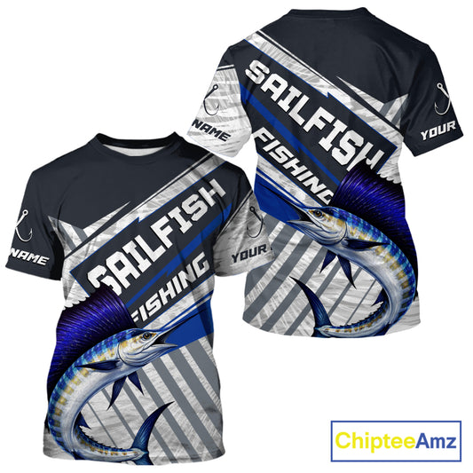 Personalized Sailfish Fishing Jerseys For Fishing Team, Sailfish Short Sleeve Fishing T-Shirt NHT920
