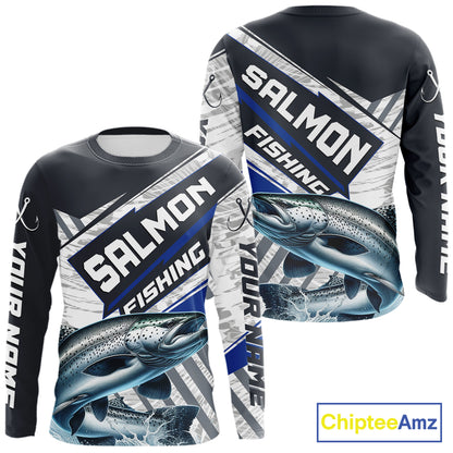 Personalized Chinook Salmon Fishing Jerseys For Fishing Team, Salmon Fishing Shirts Long Sleeve NHT921
