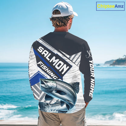 Personalized Chinook Salmon Fishing Jerseys For Fishing Team, Salmon Fishing Shirts Long Sleeve NHT921