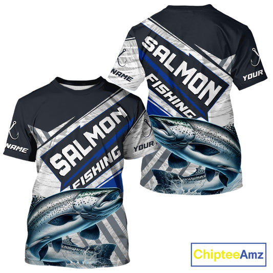Personalized Chinook Salmon Fishing Jerseys For Fishing Team, Salmon Short Sleeve Fishing T-Shirt NHT921