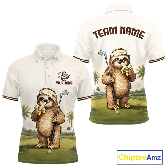 Personalized Funny Sloth Mens Golf Polo Shirt – Funny Golfer Polo For Men NHT928