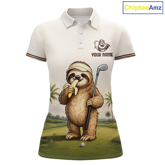 Personalized Funny Sloth Womens Golf Polo Shirt – Funny Golfer Polo For Women NHT928