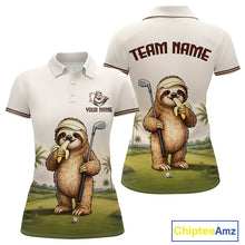 Load image into Gallery viewer, Personalized Funny Sloth Womens Golf Polo Shirt – Funny Golfer Polo For Women NHT928