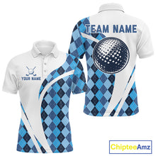 Load image into Gallery viewer, White And Green Argyle Pattern Mens Golf Polo Shirt Custom Golf Polo Best Golf Gifts NHT561