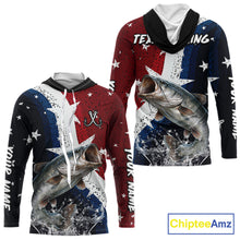 Load image into Gallery viewer, Personalized Texas Flag Catfish Fishing Shirt Jerseys, Texas Catfish Fishing Shirts Long Sleeve Hooded For Men NHT760