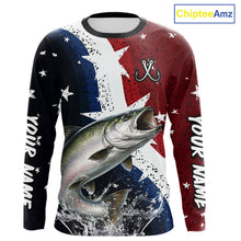 Load image into Gallery viewer, Personalized Texas Flag Chinook Salmon Fishing Shirt Jerseys, Texas Chinook Salmon Fishing Shirts Long Sleeve For Men NHT761