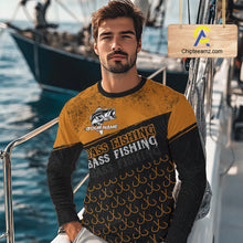 Load image into Gallery viewer, Personalized Largemouth Bass Fishing Jerseys, Orange Bass Fishing Shirts Long Sleeve Tournament Shirts NHT567