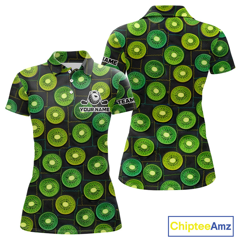Funny Golf Patchwork Kiwi Polo Shirt For Womens, Personalized Womens Golf Polo Shirt NHT580