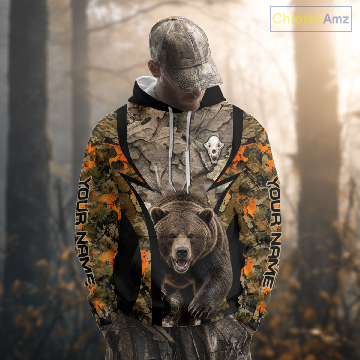 Timber Camouflage Bear Hunting Shirt Custom Hunter Outdoor Sports Performance, Hunting Gift NHT1744