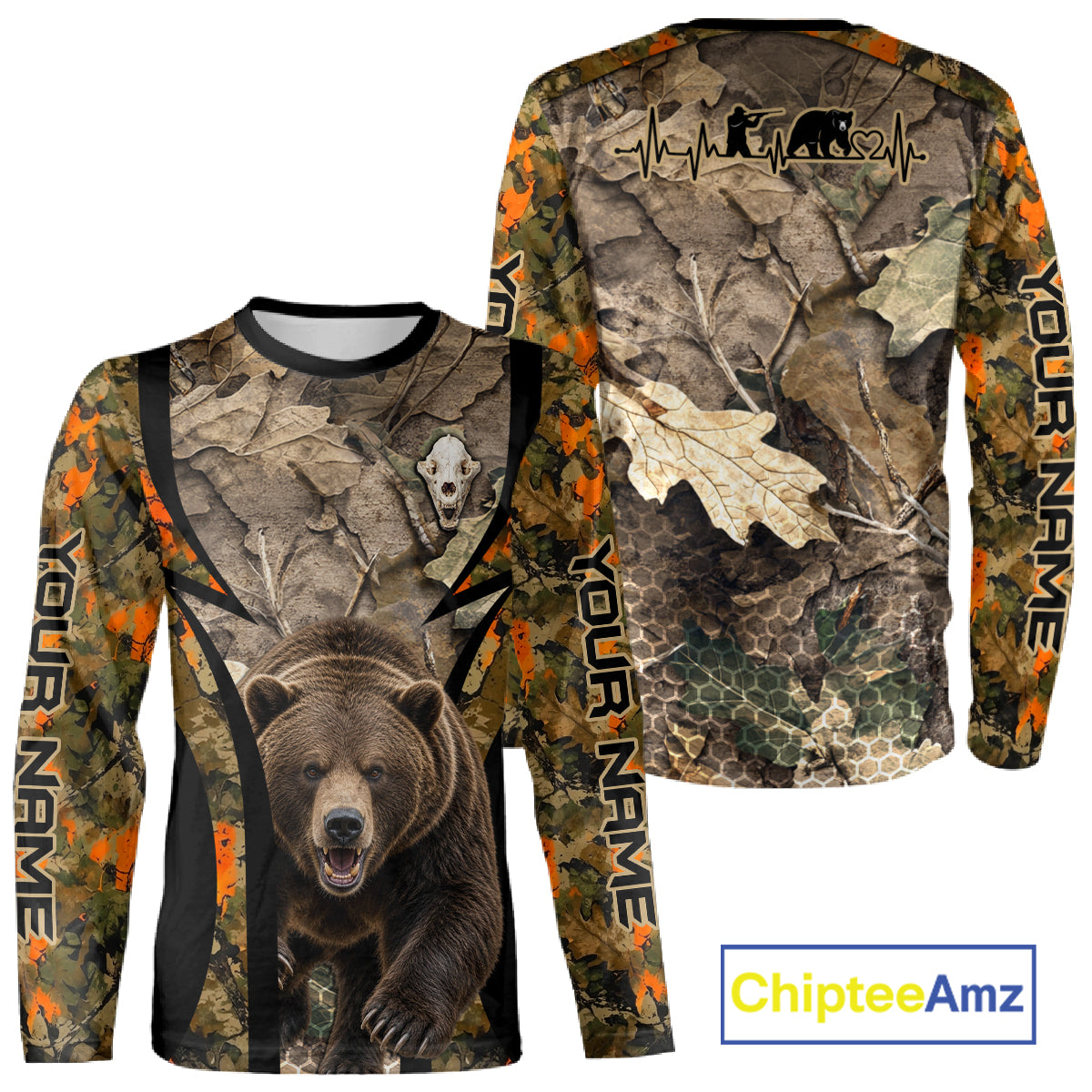 Timber Camouflage Bear Hunting Shirt Custom Hunter Outdoor Sports Performance, Hunting Gift NHT1744