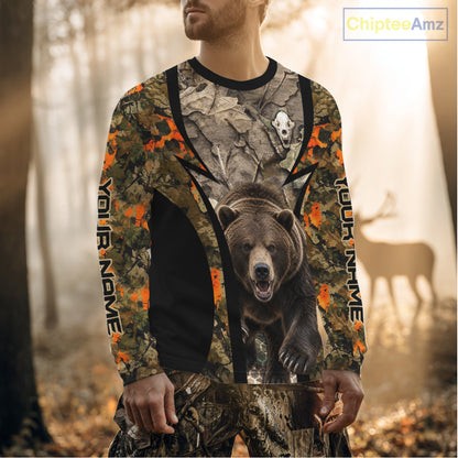 Timber Camouflage Bear Hunting Shirt Custom Hunter Outdoor Sports Performance, Hunting Gift NHT1744