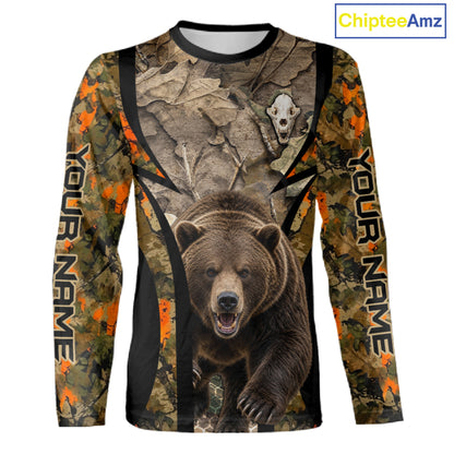 Timber Camouflage Bear Hunting Shirt Custom Hunter Outdoor Sports Performance, Hunting Gift NHT1744