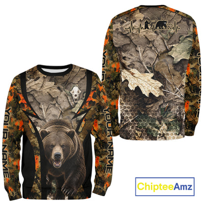 Timber Camouflage Bear Hunting Shirt Custom Hunter Outdoor Sports Performance, Hunting Gift NHT1744