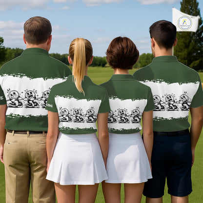 Funny Womens Golf Polo Shirt Green And White Golf Balls Personalized Golf Shirts For Womens NHT787