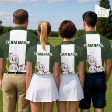 Load image into Gallery viewer, Mens Custom Green White Golf Team Polo Shirt, Funny Golf Ball Family Design, Matching Team Outfit NHT789