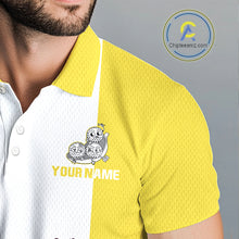 Load image into Gallery viewer, Mens Custom Yellow White Golf Team Polo Shirt, Funny Golf Ball Family Design, Matching Team Outfit NHT790