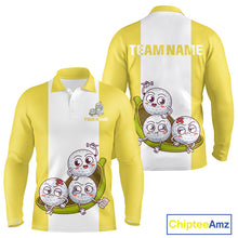 Load image into Gallery viewer, Mens Custom Yellow White Golf Team Polo Shirt, Funny Golf Ball Family Design, Matching Team Outfit NHT790