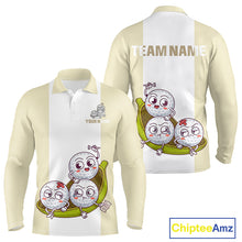 Load image into Gallery viewer, Mens Custom Beige White Golf Team Polo Shirt, Funny Golf Ball Family Design, Matching Team Outfit NHT792