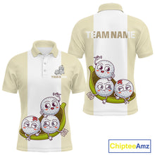 Load image into Gallery viewer, Mens Custom Beige White Golf Team Polo Shirt, Funny Golf Ball Family Design, Matching Team Outfit NHT792