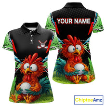 Load image into Gallery viewer, Personalized Crazy Rooster Golf Polo Shirt  Green Abstract Geometric Golf Apparel for Womens