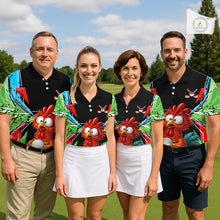 Load image into Gallery viewer, Personalized Crazy Rooster Golf Polo Green Abstract Geometric Golf Apparel For Womens NHT955