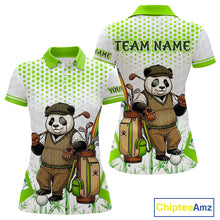 Load image into Gallery viewer, Personalized Vintage Panda Gentleman Golf Polo, Performance Golf Jersey For Womens