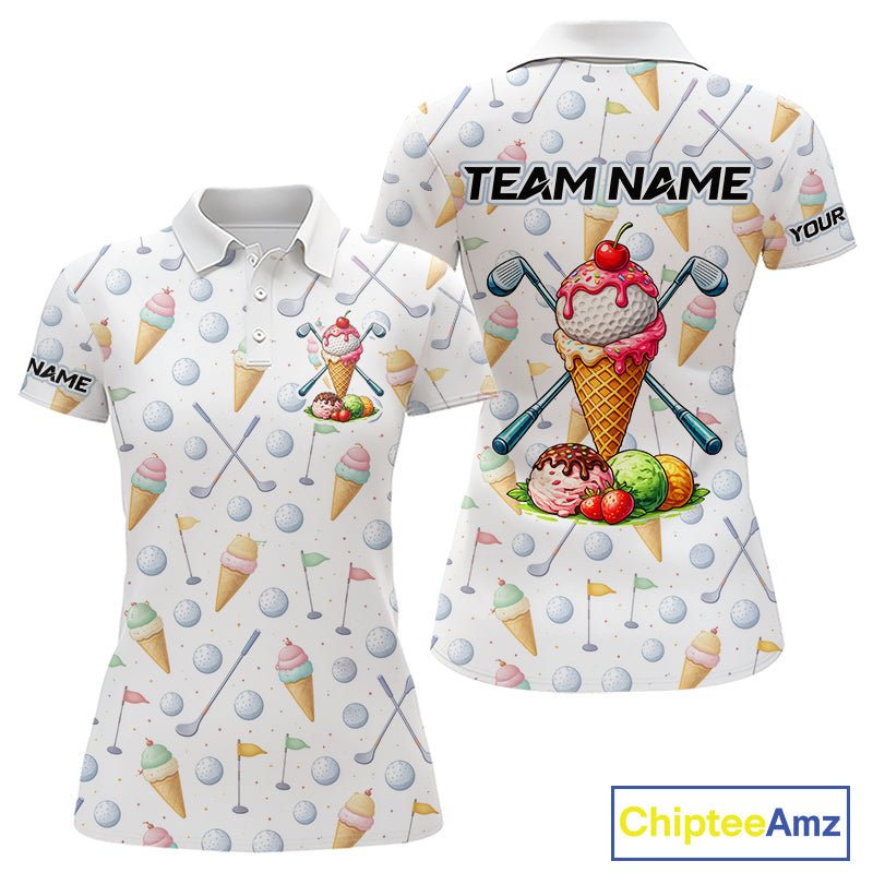 Funny Ice Cream Womens Golf Polo Shirts Jersey – Personalized Team Name Golf Shirt NHT809