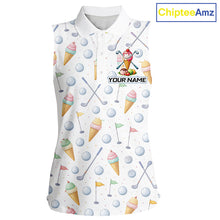 Load image into Gallery viewer, Funny Ice Cream Sleeveless Women Golf Polo Shirts Jersey – Personalized Team Name Golf Shirt NHT809