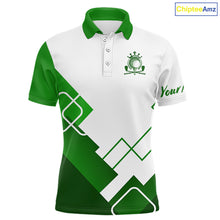 Load image into Gallery viewer, Personalized Mens Polo Golf Shirts Custom For Golfer White And Green Golf Shirts Team Golf Jersey NHT592