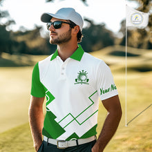 Load image into Gallery viewer, Personalized Mens Polo Golf Shirts Custom For Golfer White And Green Golf Shirts Team Golf Jersey NHT592