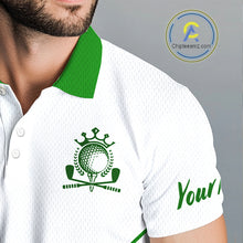 Load image into Gallery viewer, Personalized Mens Polo Golf Shirts Custom For Golfer White And Green Golf Shirts Team Golf Jersey NHT592