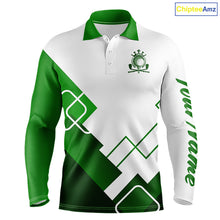 Load image into Gallery viewer, Personalized Mens Polo Golf Shirts Custom For Golfer White And Green Golf Shirts Team Golf Jersey NHT592