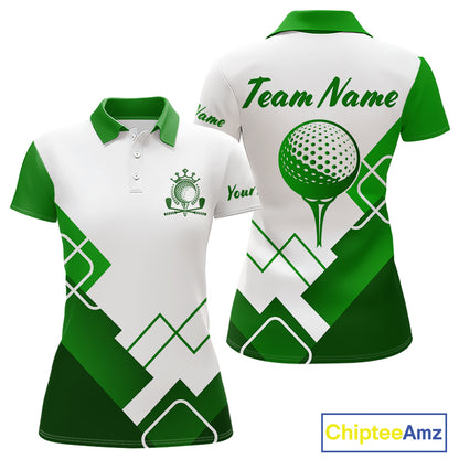 Personalized Polo Golf Shirts Custom For Womens White And Green Golf Shirts Team Golf Jersey NHT592