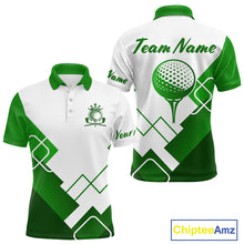 Load image into Gallery viewer, Personalized Mens Polo Golf Shirts Custom For Golfer White And Green Golf Shirts Team Golf Jersey NHT592