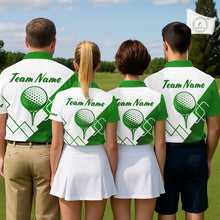 Load image into Gallery viewer, Personalized Mens Polo Golf Shirts Custom For Golfer White And Green Golf Shirts Team Golf Jersey NHT592