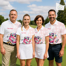 Load image into Gallery viewer, Funny Flamingo Golf Shirt With Pattern Pink Tropical – Personalized Name &amp; Team Custom Polo For Womens NHT597