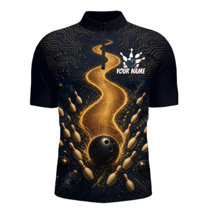 Personalized Golden Wave Circuit Tournament Polo, Custom Bowling Jerseys For Men NHT1599