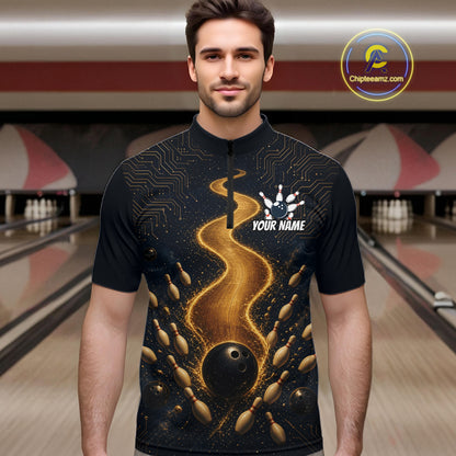 Personalized Golden Wave Circuit Tournament Polo, Custom Bowling Jerseys For Men NHT1599