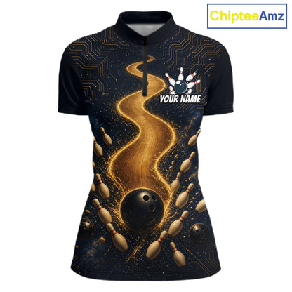 Personalized Golden Wave Circuit Tournament Polo, Custom Bowling Jerseys For Women NHT1599